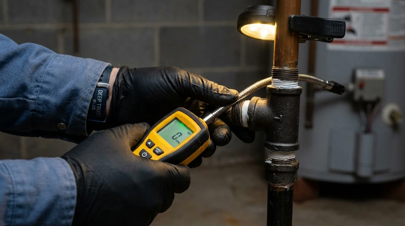 Gas leak detection with electronic sniffer by Johns Plumbing LLC in Shortsville