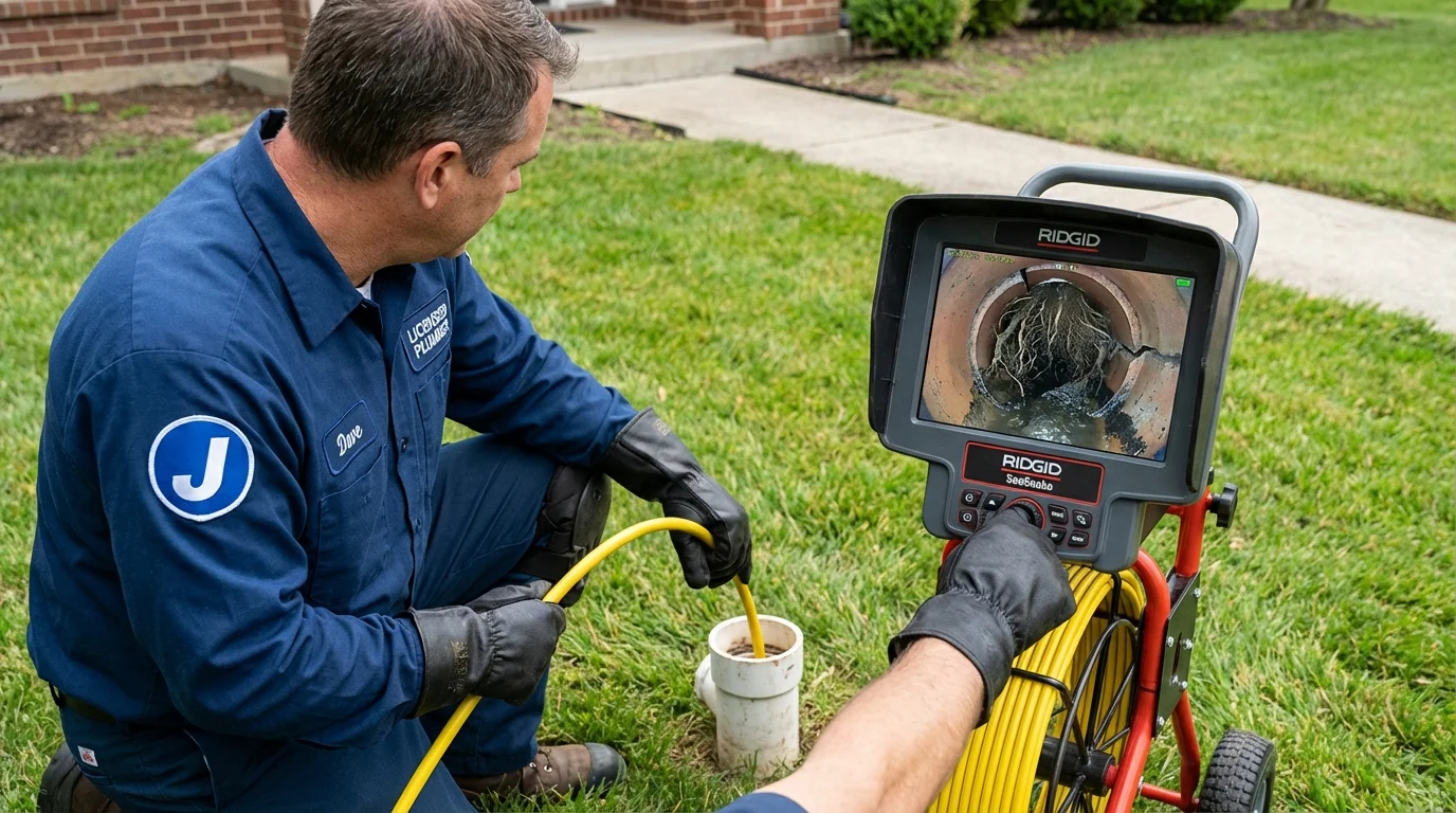 Sewer camera inspection being performed by Johns Plumbing LLC in Shortsville