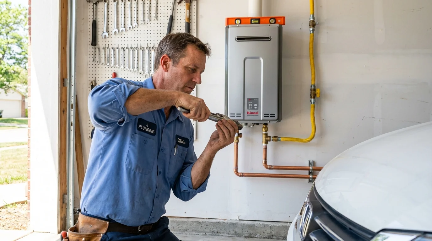 Tankless water heater installation by a Johns Plumbing LLC plumber in Shortsville